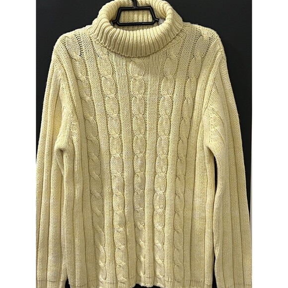 Basic Editions Womens Yellow Turtleneck Long Sleeve Chunky Knit Sweater Sz Large - Picture 4 of 10